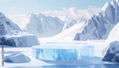 Icy glacial display platform
