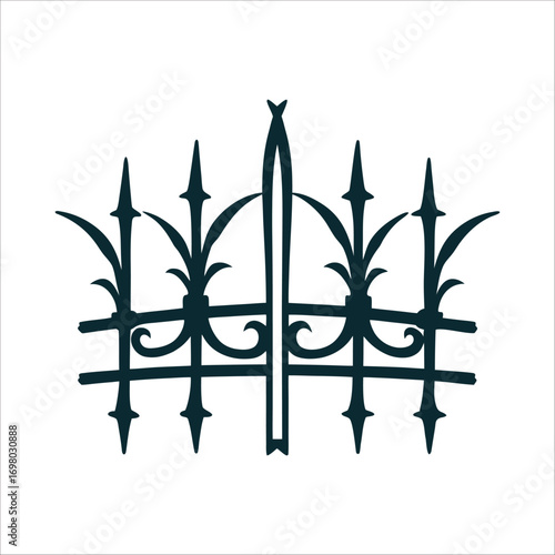 Balinese Pagerwesi Iron Fence Motif Illustration Pagerwesi Balinese Day of Strength Iron fence motif with sharp, angular symmetry in iron gray