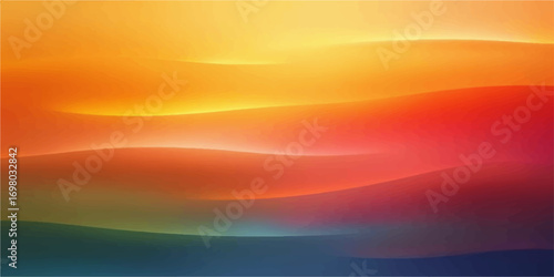 Vibrant clouds in a colorful sunset sky create a beautiful, abstract orange backdrop with soft, flowing waves of light