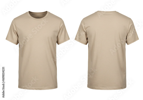 Beige t shirt mockup front and back view apparel template clothing design