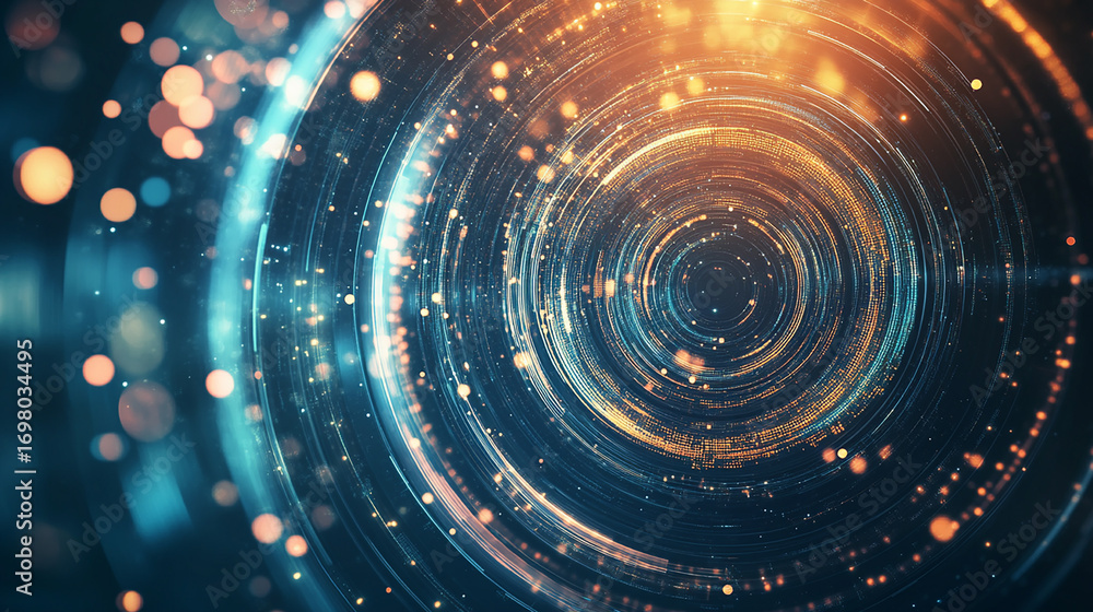 Obraz premium Futuristic Digital Vortex with Glowing Particles