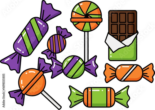 Halloween Candy Icon – Flat Design Vector Illustration