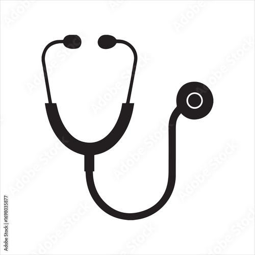 Simple dark blue stethoscope icon for medical and healthcare themes