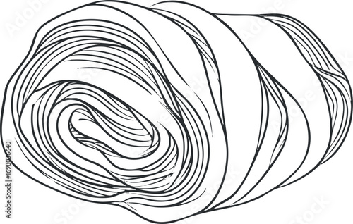 A rolled blanket illustration showcasing simplicity and comfort for home decor and textiles. Black on transparent background.