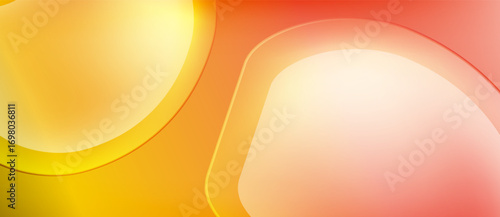 Abstract shapes blend, creating warm gradients. Yellow, orange, pink hues dominate composition. Smooth transitions suggest fluidity, light.