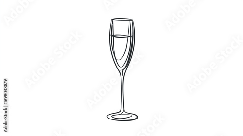 Stylish outline of a champagne glass perfect for celebrations and festive occasions. Black on transparent background.