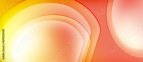 Abstract composition. Warm colors blend, creating flowing shapes. Light radiates from center, evoking energy, warmth. Smooth gradients dominate.
