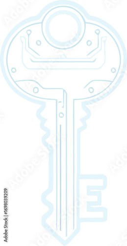 Digital Key Icon: An elegantly designed key icon, infused with modern digital elements, perfect for symbolizing access, security, and innovative solutions.