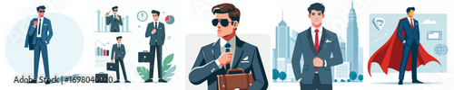 vector of young man wearing businessman clothes