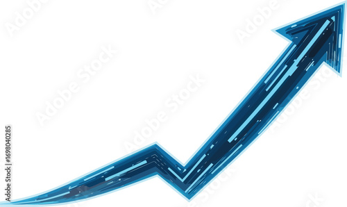 Dynamic Trajectory: A digital arrow surges skyward, embodying progress, upward mobility, and innovation in a dynamic and contemporary graphic.