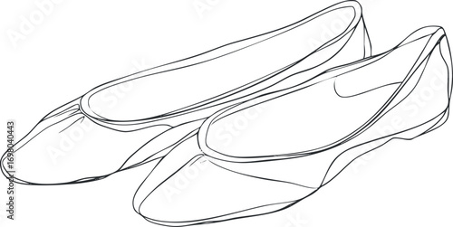Line art illustration of elegant ballet flats showcasing minimalist design and fashion style. Black on transparent background.