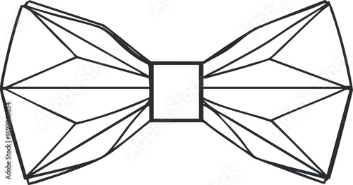 A geometric outline of a stylish bowtie suitable for formal and casual occasions. Black on transparent background.