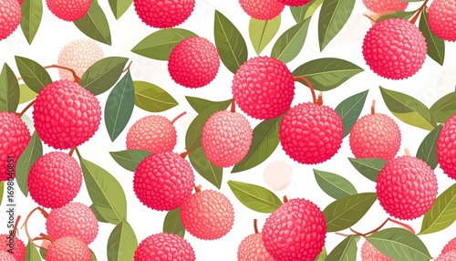 Colorful lychee pattern on white