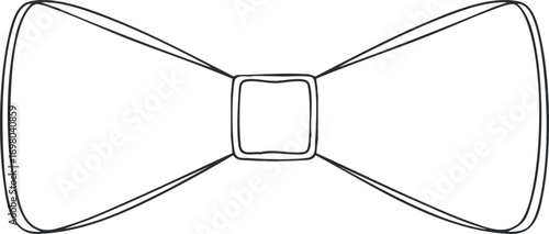 A simple outline illustration of a classic bowtie suitable for fashion and formal events. Black on transparent background.