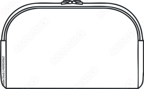 Empty cosmetic pouch with zipper design suitable for travel and daily use. Black on transparent background.