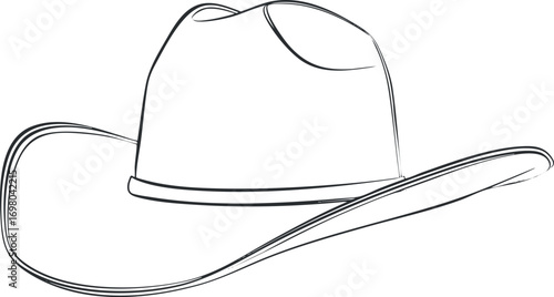 A simple line art illustration of a cowboy hat suitable for various design projects. Black on transparent background.
