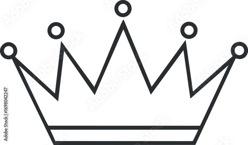 A minimalist crown design symbolizing royalty and nobility, perfect for various creative projects. Black on transparent background.