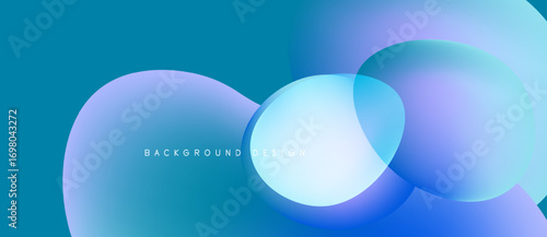 Abstract fluid shapes overlap, creating vibrant blue, purple gradients. Modern design element for backgrounds, presentations. Smooth transitions visible.