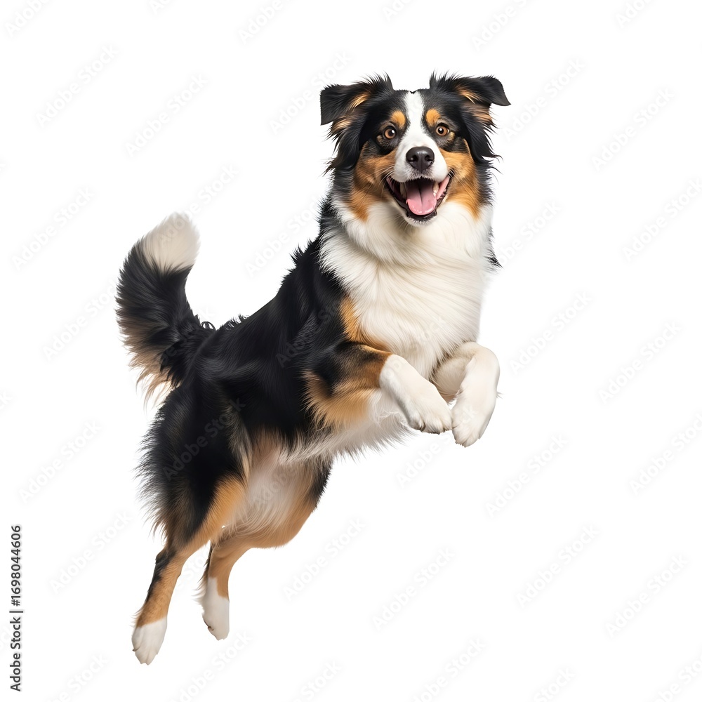 Fototapeta premium Happy Australian Shepherd Jumping.
