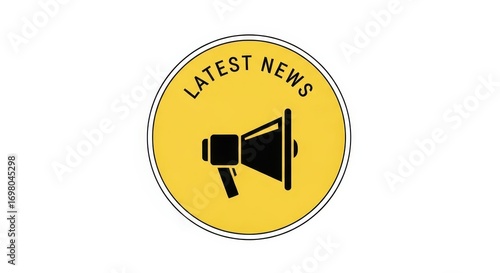 Free Download Latest News Announcement Icon - Yellow Circle with Megaphone, Isolated on White - GFXLoad