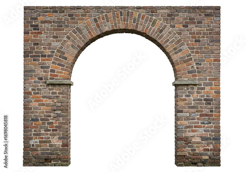 Brick archway architectural detail red brown bricks building entrance stone arch classic design construction element masonry transparent background