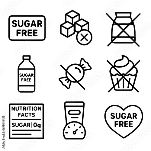 Collection of SugarFree Food and Drink Icons.
