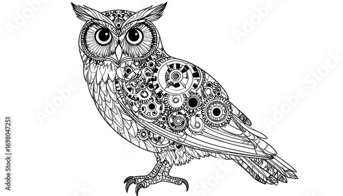 Steampunk owl illustration