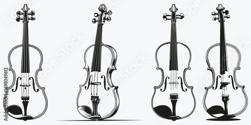 violin sketch illustration vector set