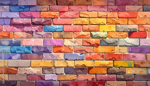 Vibrant colorful brick wall