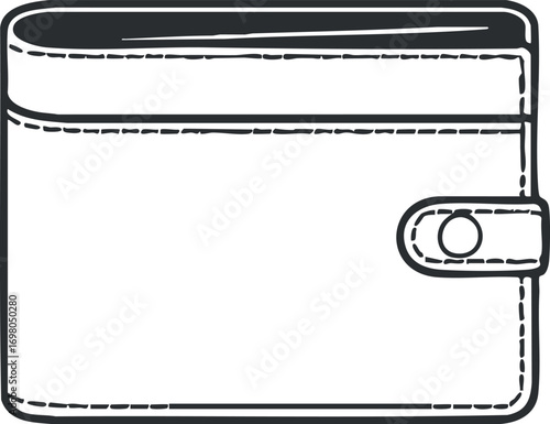 A stylish and functional leather wallet designed for everyday use and personal finance. Black on transparent background.