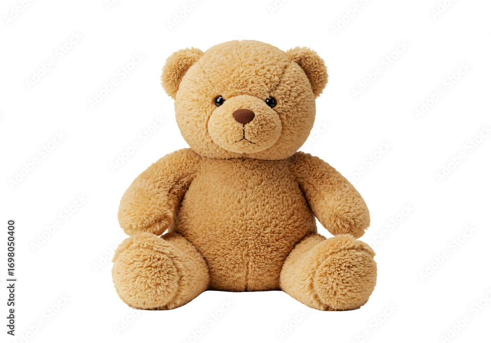 Fototapeta premium Brown teddy bear plush toy sitting on transparent background