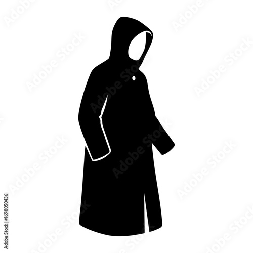 vector silhouette of a raincoat with a white background