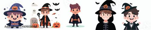 cute young man vector in halloween costume