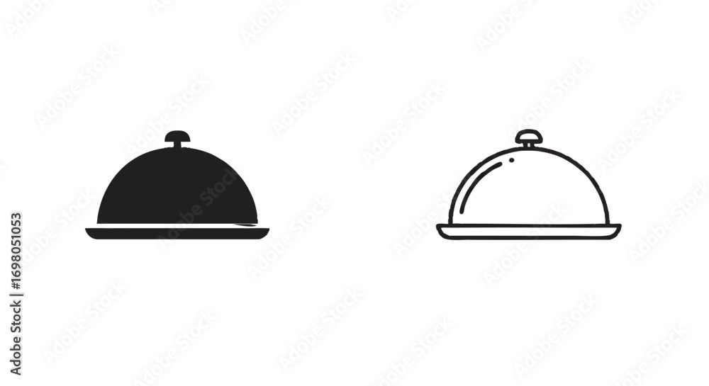 Obraz premium food cloche cover tray icons