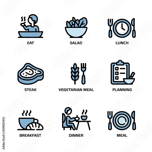 Healthy Eating Icons Set