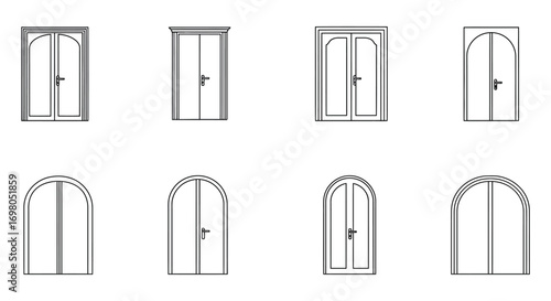 various door designs shown in simple line drawings