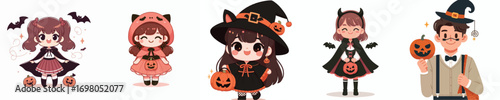 cute girl vector in halloween costume
