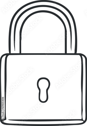 A simple illustration of a padlock symbolizing security and protection against unauthorized access. Black on transparent background.