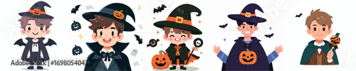 cute young man vector in halloween costume