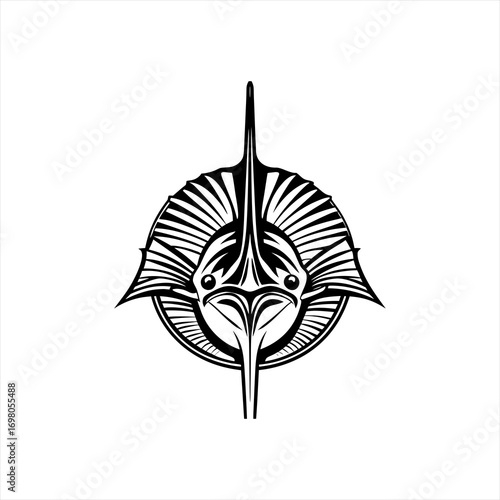 Stylized Marlin Fish Head Emblem.