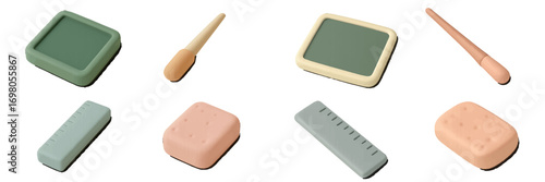 Modern collection of abstract geometric shapes with smooth rounded edges in a soft pastel color palette, ideal for contemporary design projects