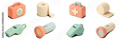 Collection of essential first aid and survival equipment for outdoor adventures and emergency preparedness