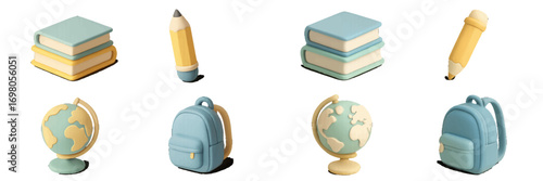 Assortment of essential school supplies and education items for students, teachers, and academic learning environments