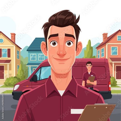Friendly Home Service Technician with Clipboard