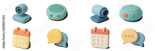 Modern pastel icons for communication and scheduling in digital interface and application design