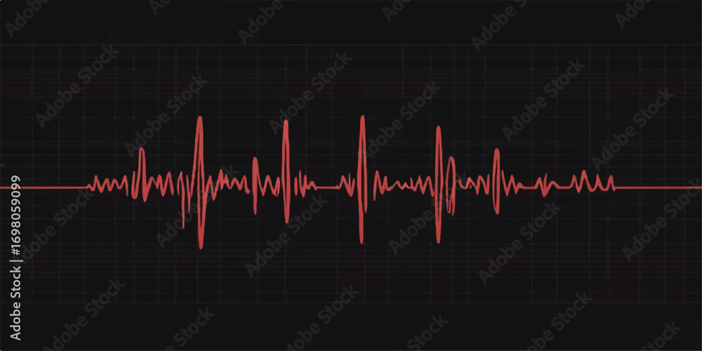 Obraz premium Heartbeat cardiogram on medical monitor with ECG line illustration