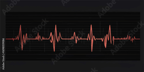 Heartbeat cardiogram on monitor and ECG illustration