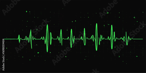 Abstract heart rate sound wave vector illustration on a digital cardiogram monitor
