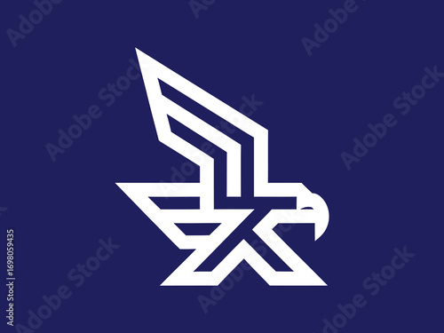 Eagle bird logo design in modern geometric style, minimalist hawk symbol for branding, business and identity