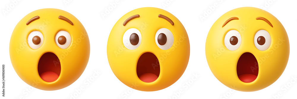 Fototapeta premium Set For surprised emoji faces isolated on transparent background